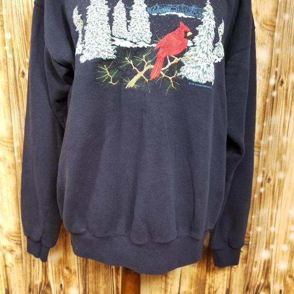 VTG 96' J.Macinally's Winter Cardinal Women's Christmas Mockneck Sweatshirt - Picture 3 of 9